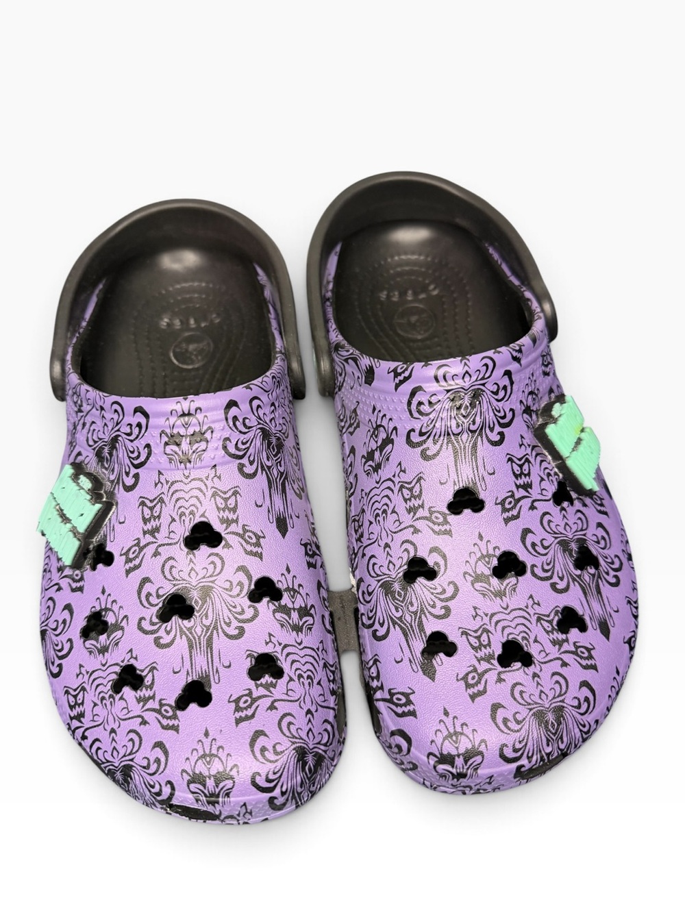 NWT Disney Haunted Mansion Wallpaper Crocs with glow in the dark logo- M7/W/9